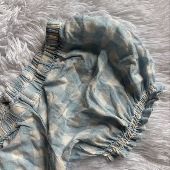 Aeropostale Checkered Crop Top Puffy Sleeves New Blue White Womens Size XS - Picture 4 of 7